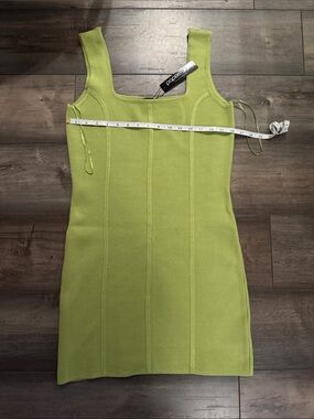 POPSUGAR Neon Lime Square Neck Bodycon Mini Dress